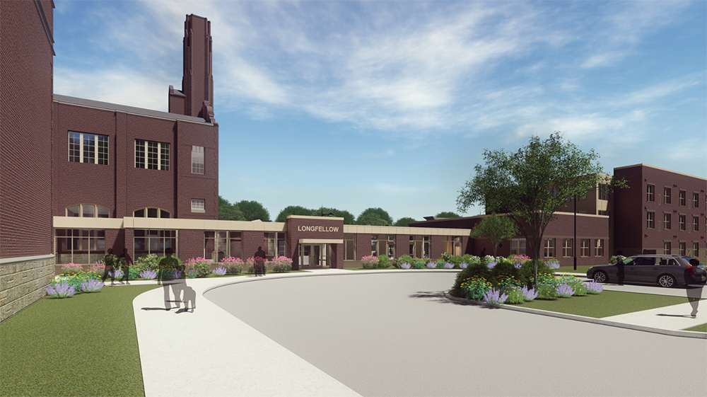Rendering of the entrance of The Longfellow